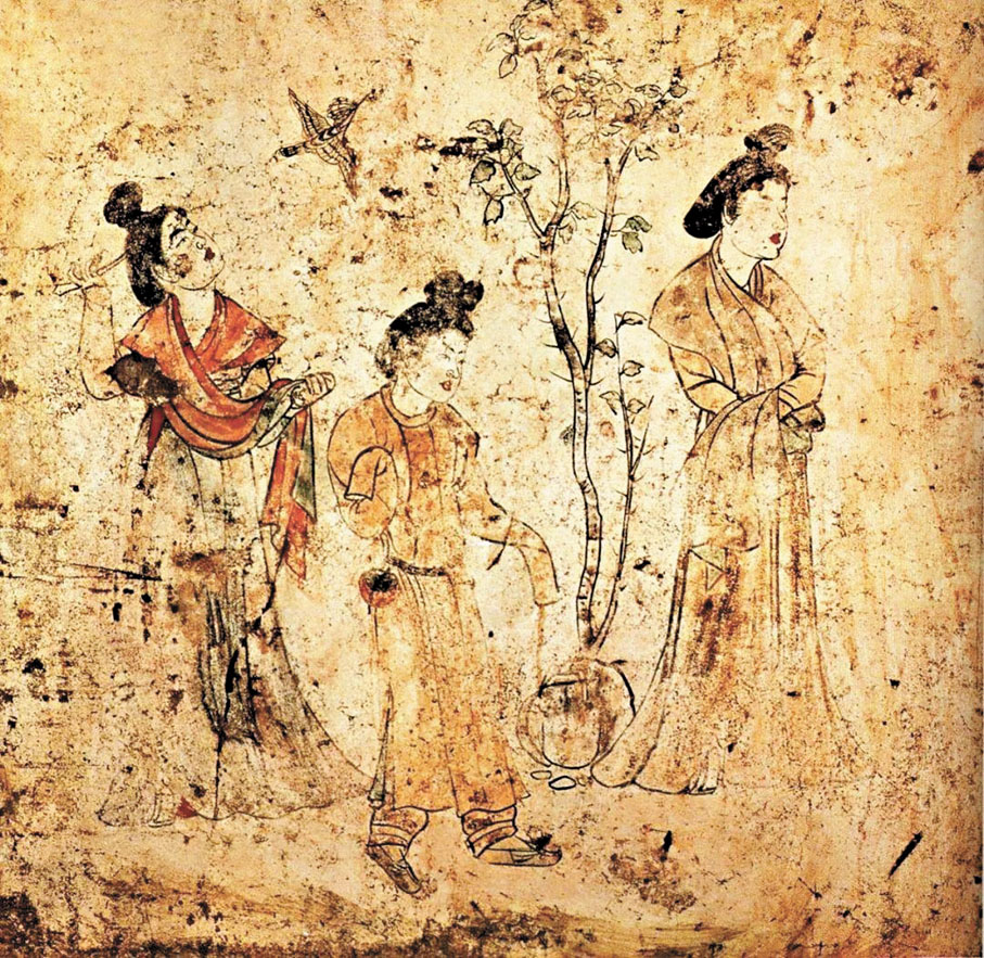 ●出自章懷太子墓的壁畫《觀鳥捕蟬圖》　資料圖片