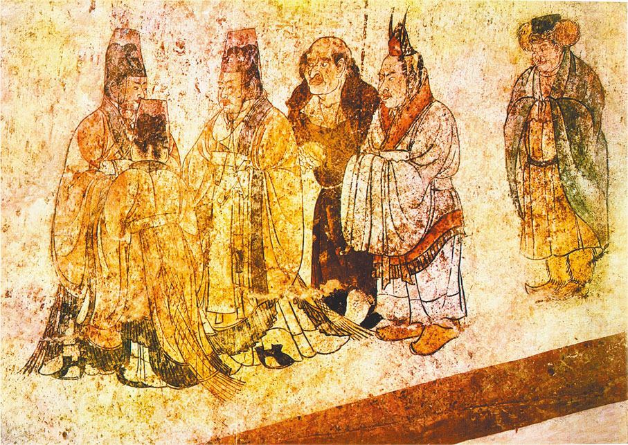 ●出自章懷太子墓的壁畫《客使圖》　陝西歷史博物館