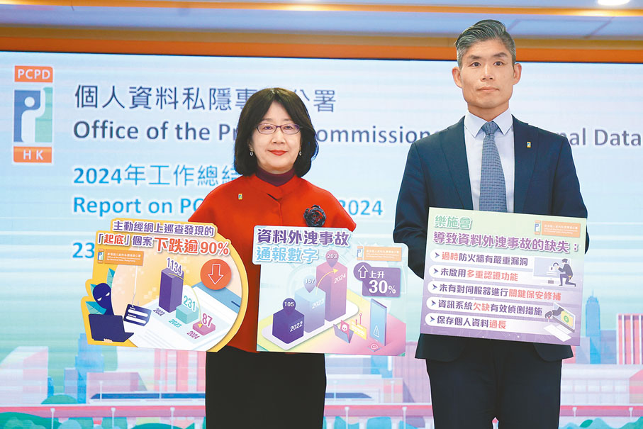 ●鍾麗玲(左)及私隱專員公署首席個人資料主任郭正熙(右)。香港文匯報記者萬霜靈 攝
