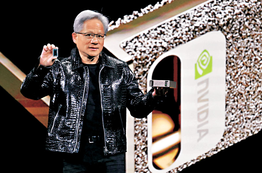 ●Nvidia對中國芯片銷售面臨收緊限制。圖為Nvidia行政總裁黃仁勳。資料圖片
