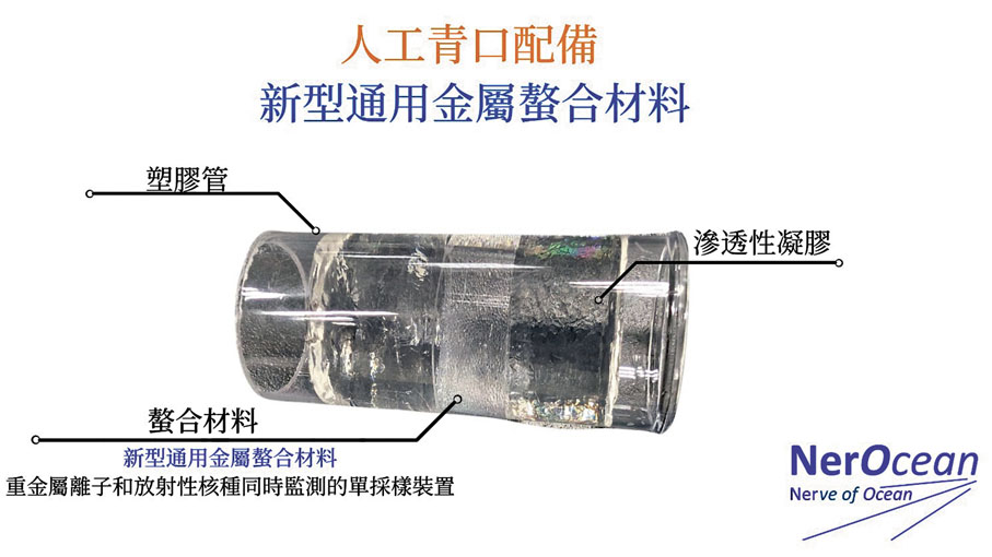 ●NerOcean研發的人工青口,核心技術是運用光化學表面修飾技術製造的通用螯合材料,可同時吸附16種重金屬及放射性物質。 NerOcean供圖