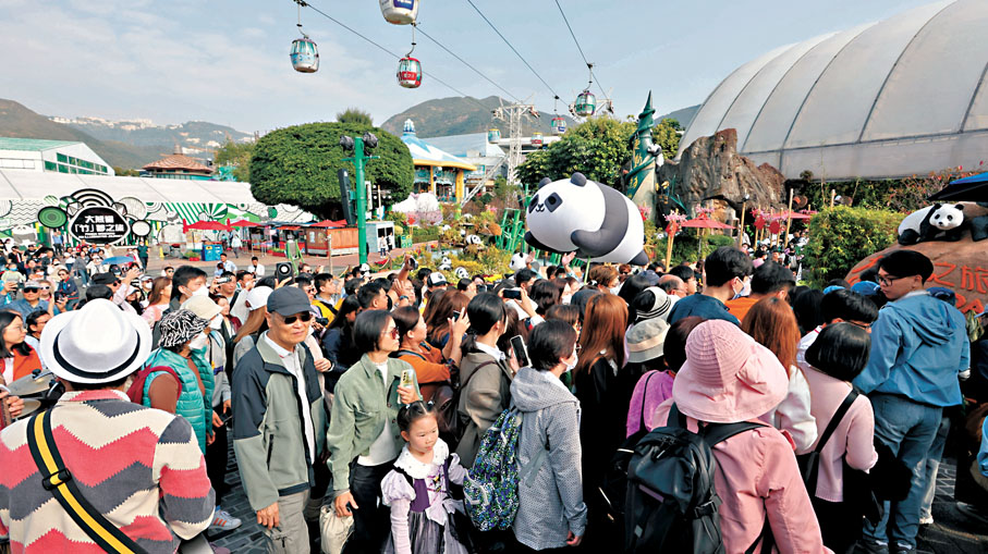 ●海洋公園熊貓館近日人氣遽升。資料圖片