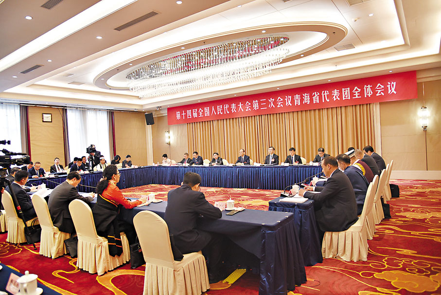 ●十四屆全國人大三次會議青海代表團舉行開放團組活動。 香港文匯報記者李陽波 攝