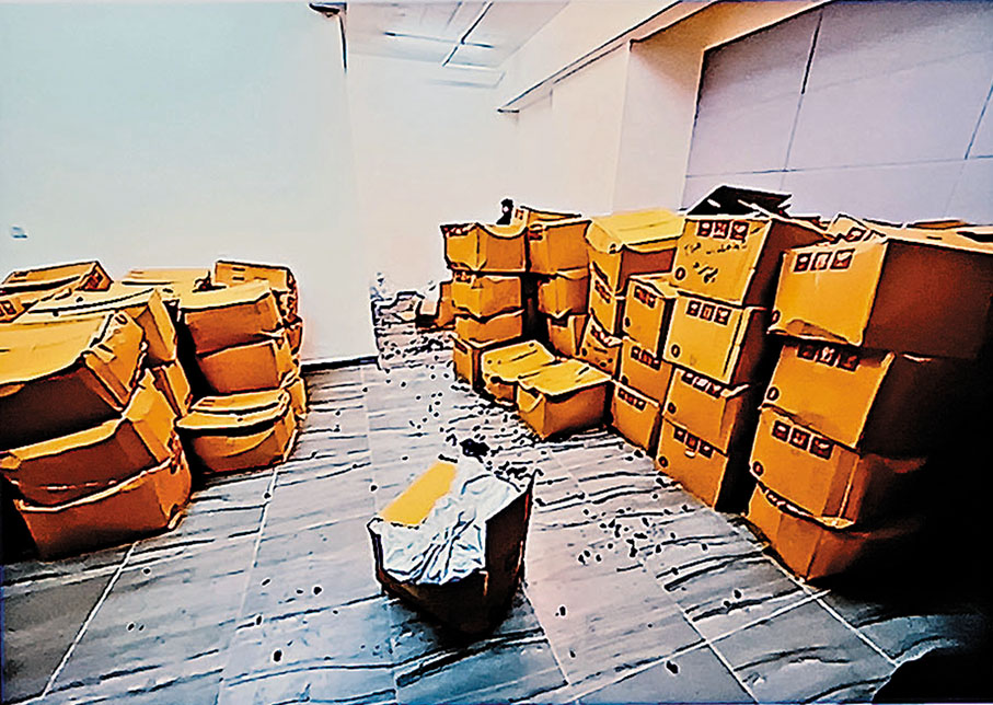 ●葵涌工廈單位的毒品儲存倉。