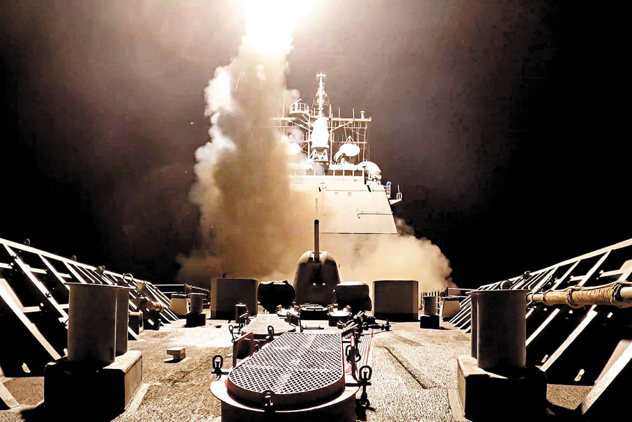 ●美巡洋艦「蓋茨堡號」進行打擊胡塞武裝行動。 法新社
