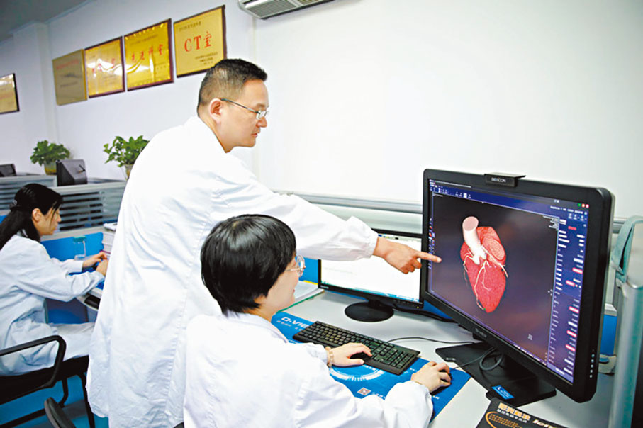 ●湖北省應城市人民醫院放射影像科引進AI輔助診斷系統，診斷效能得到了極大提升。 網上圖片