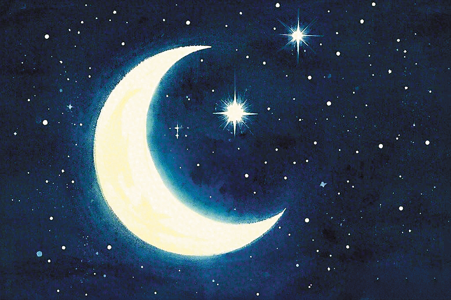 ●月亮與星星因為古人而有了詩意。 AI繪圖