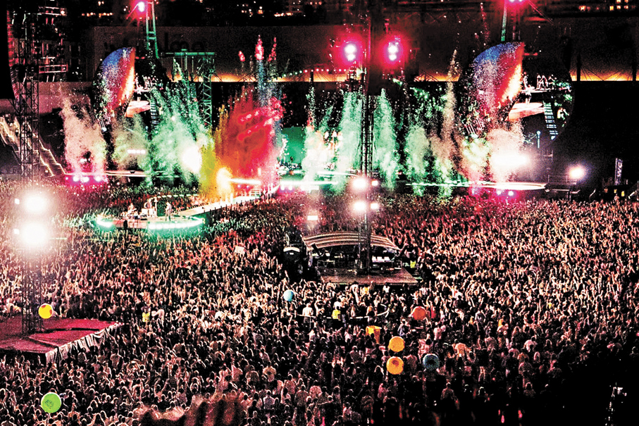 ●圖為去年1月,樂團Coldplay在新加坡舉行演唱會。 資料圖片