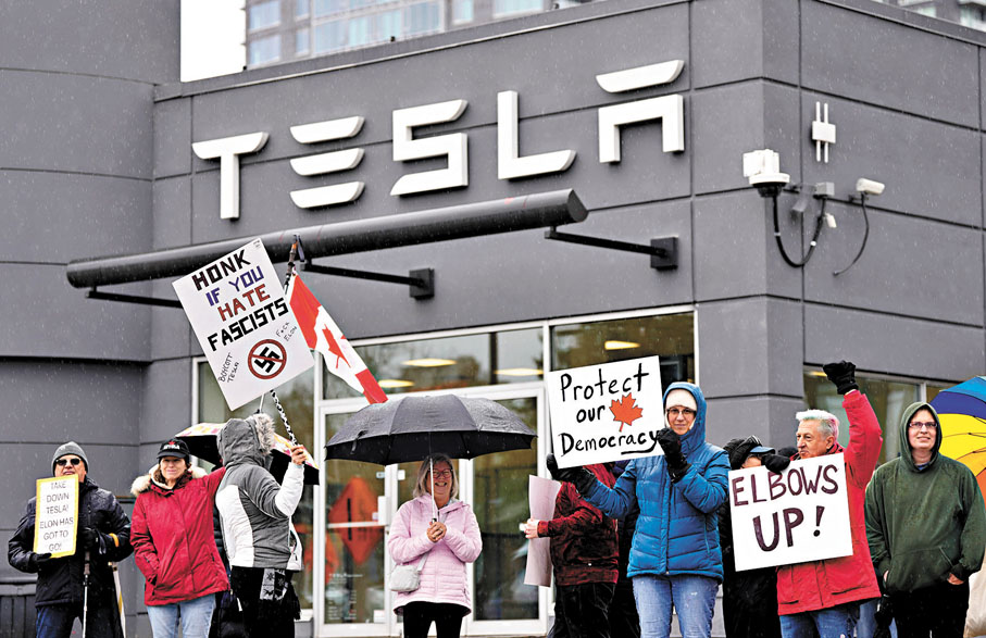 ●加拿大民眾抵制Tesla。 美聯社