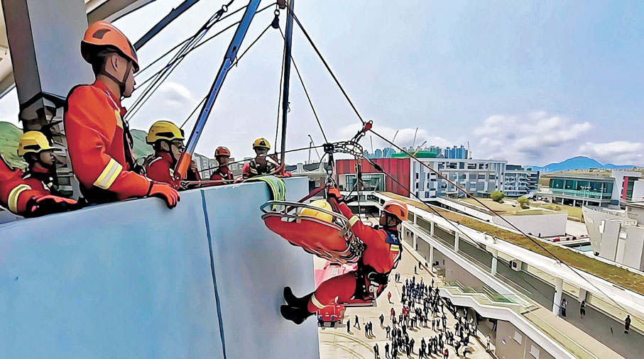 ●由澳門主導的高空拯救項目演練。消防處Fb圖片