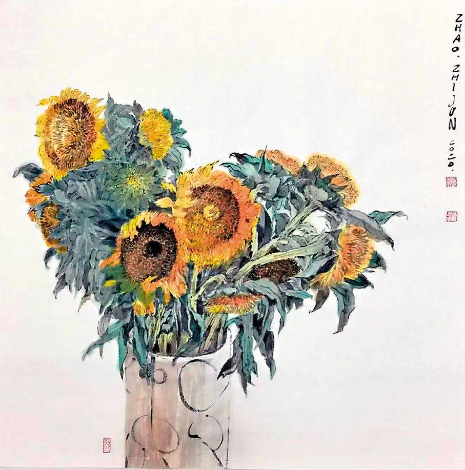 ●《永恒的陽光》68cm×68cm宣紙水墨設色。 作者供圖