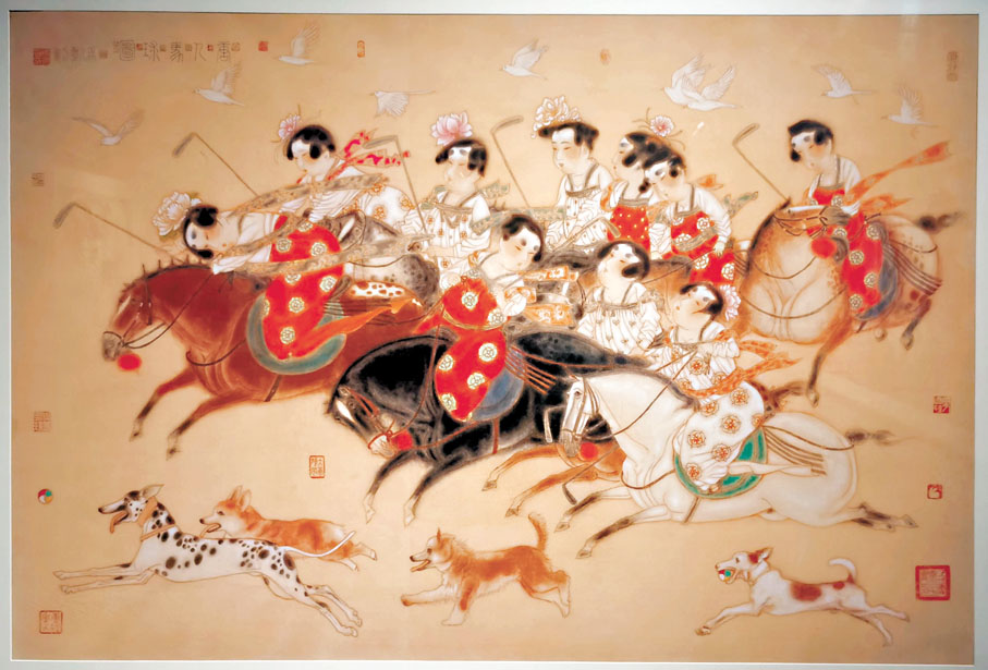 ●唐勇力作品《唐人馬球圖》
