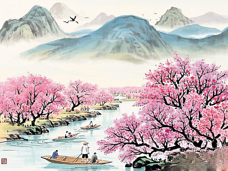 ●縣名「洞口」令我無端想起《桃花源記》。AI繪圖