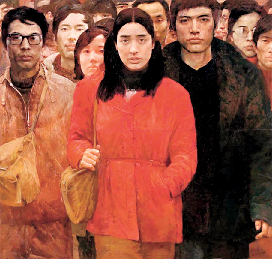 ●劉家琨(右一)出現在何多苓的作品中。