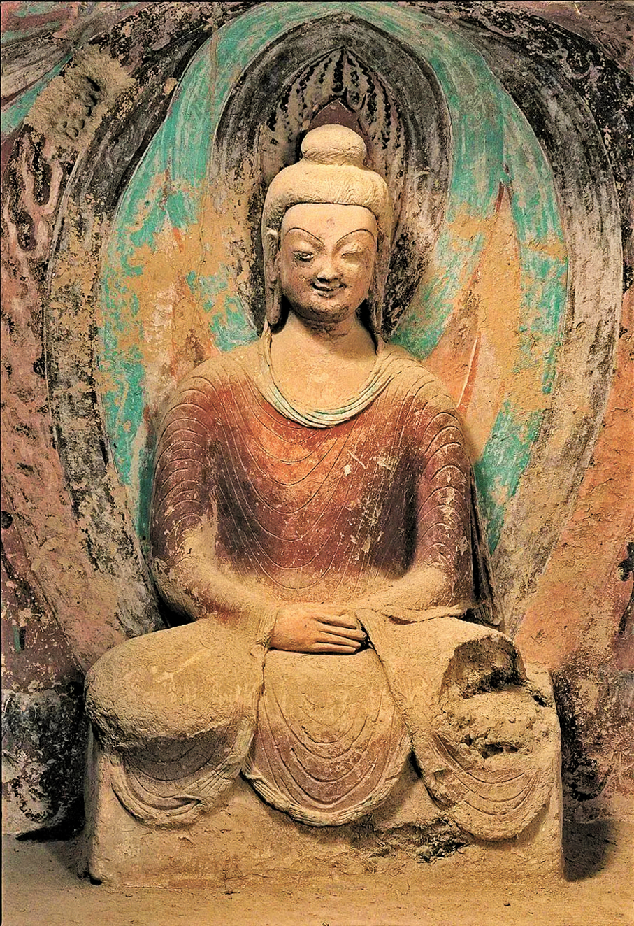 ●敦煌莫高窟中禪定佛像的微笑獨具魅力。作者供圖