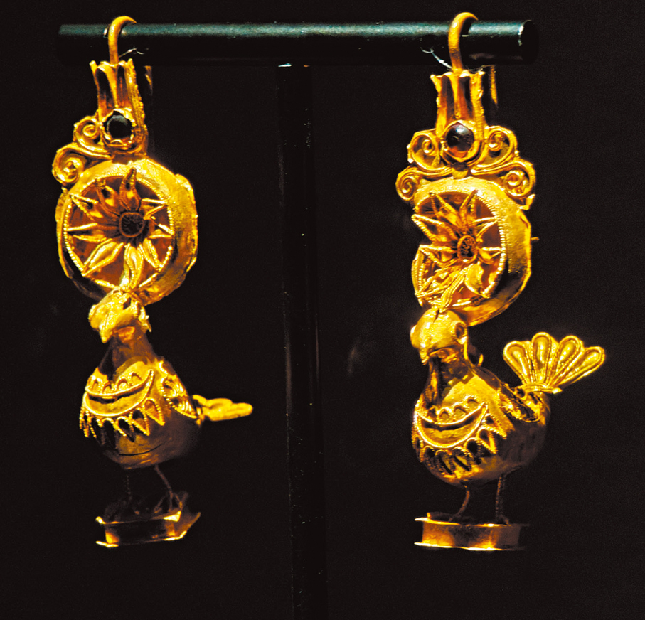 ●鳥形金耳飾，公元前2世紀至公元前1世紀。