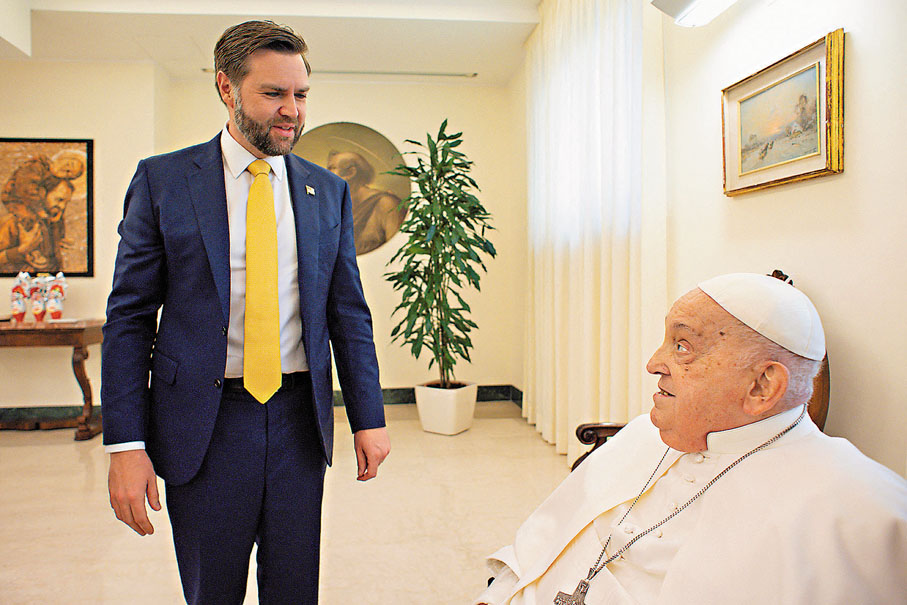 ●方濟各周日短暫會見美國副總統萬斯。路透社