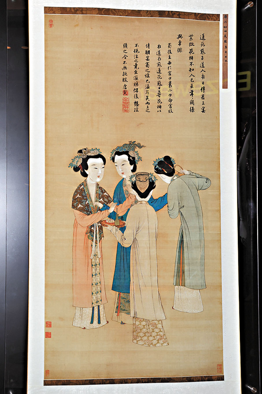 ●北京故宮博物院館藏精品畫作復刻版（明）唐寅《王蜀宮伎圖》。