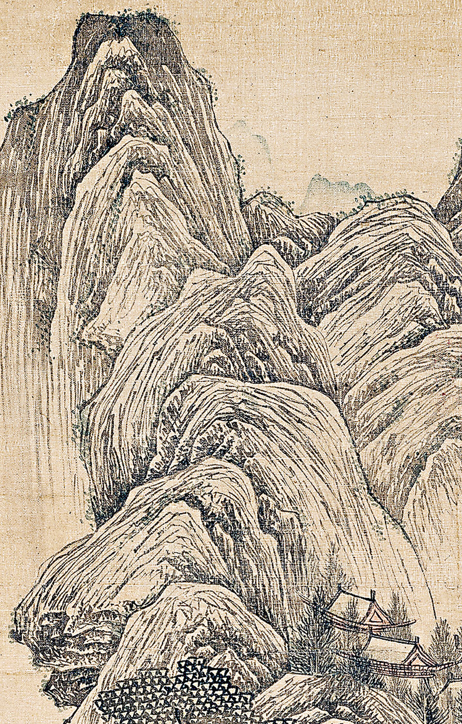 ●唐寅《層樓拔嶂圖》局部。圖源佳士得