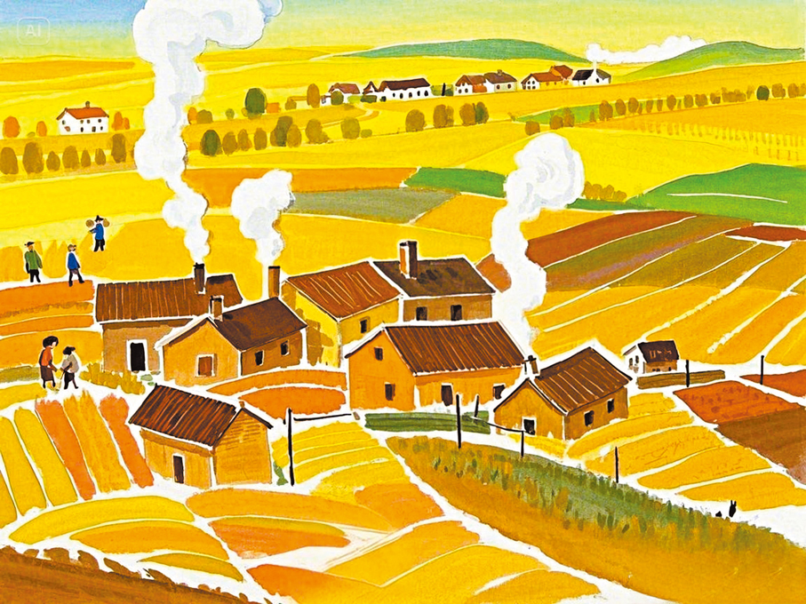 ●我時常想起童年農村生活中裊裊升起的炊煙。 AI繪圖