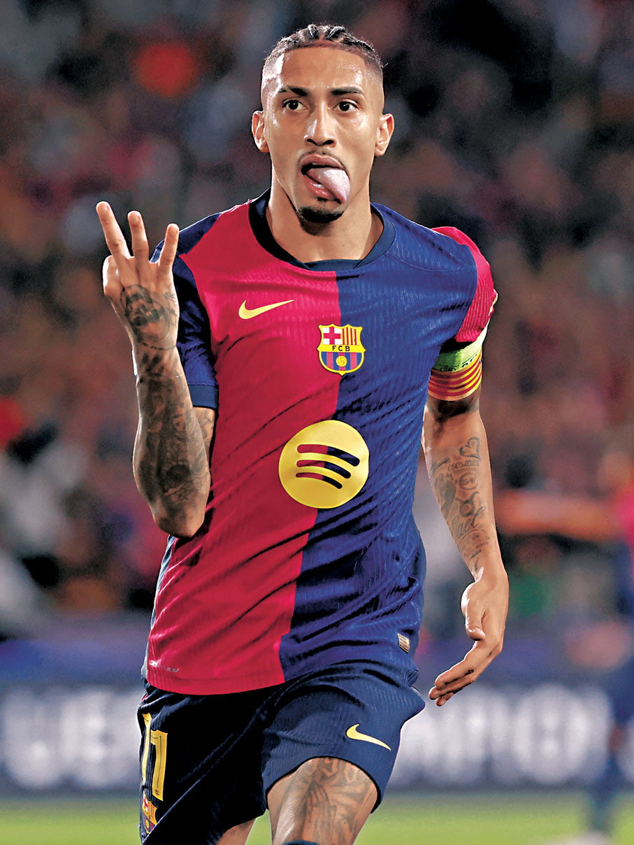 ●拉芬夏以12球暫居本屆歐聯射手榜次席，是巴塞爭取入球的利器。 資料圖片