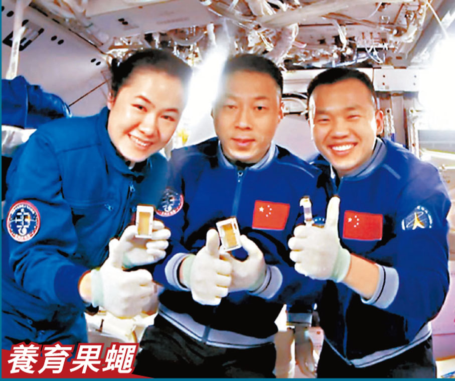 【完成首次果蠅在軌培養實驗】在空間生命科學領域，完成了中國空間站的首次果蠅在軌培養實驗，「果蠅家族」發展壯大，有望成為第一種在中國空間站實現「三代同堂」的動物。