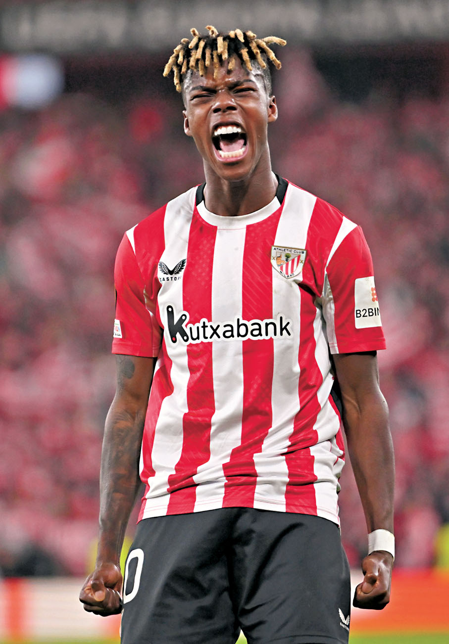 ●畢爾包飛翼尼高拉斯威廉斯突破力強，勢成曼聯防線的心腹大患。 資料圖片