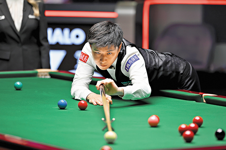 ● 趙心童在比賽中。  新華社