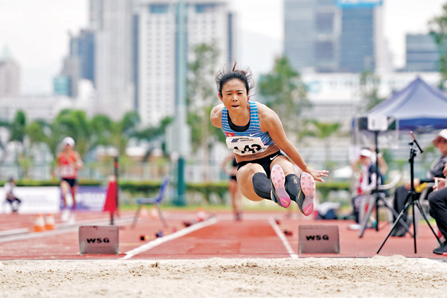 ●俞雅欣跳出6.36米平場地紀錄的成績。 香港文匯報記者葉詩敏 攝
