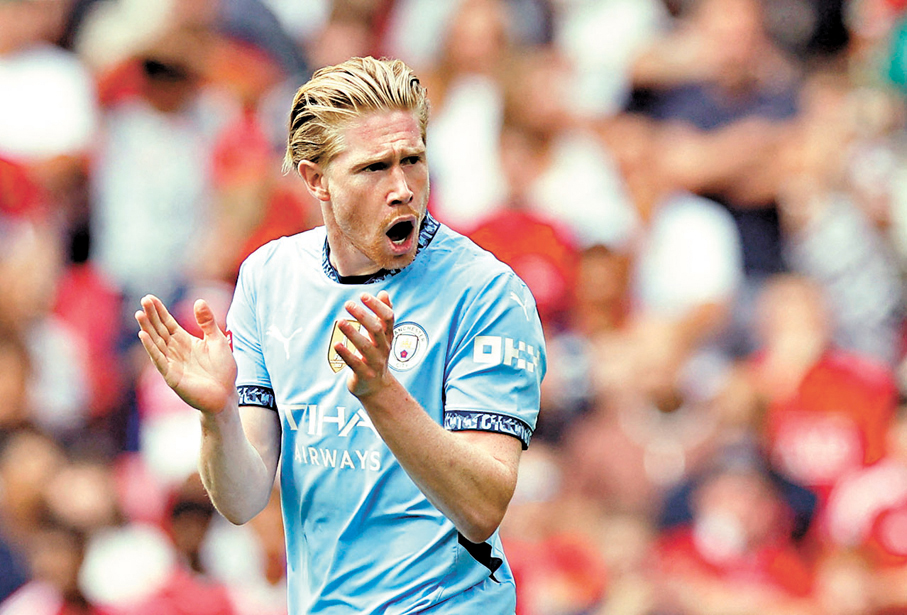 ●奇雲迪布尼希望在告別曼城前能以捧盃作結尾。 資料圖片