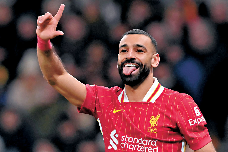 ●利物浦前鋒穆罕默德沙拿領跑英超射手榜。資料圖片