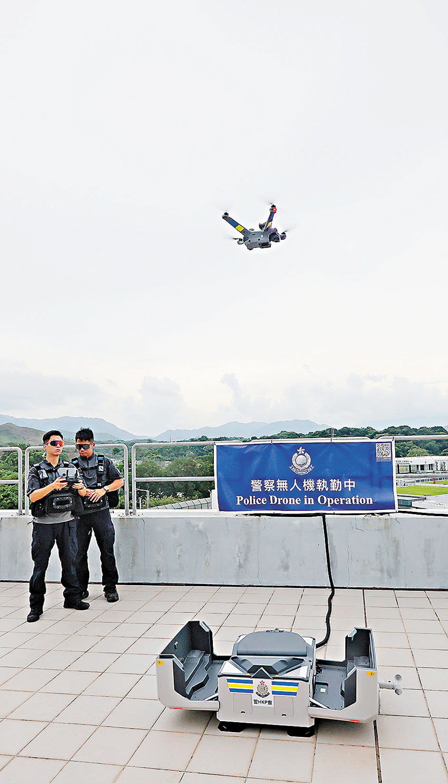 ●無人機起飛示範。 香港文匯報記者黃艾力  攝