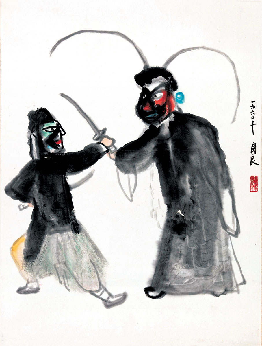 《京劇人物》，關良，中國畫，46.5×35cm，1960年，廣東美術館藏