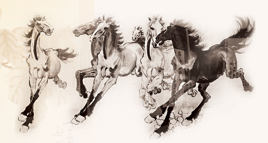 ●徐悲鴻版畫《群奔》   雨竹 攝