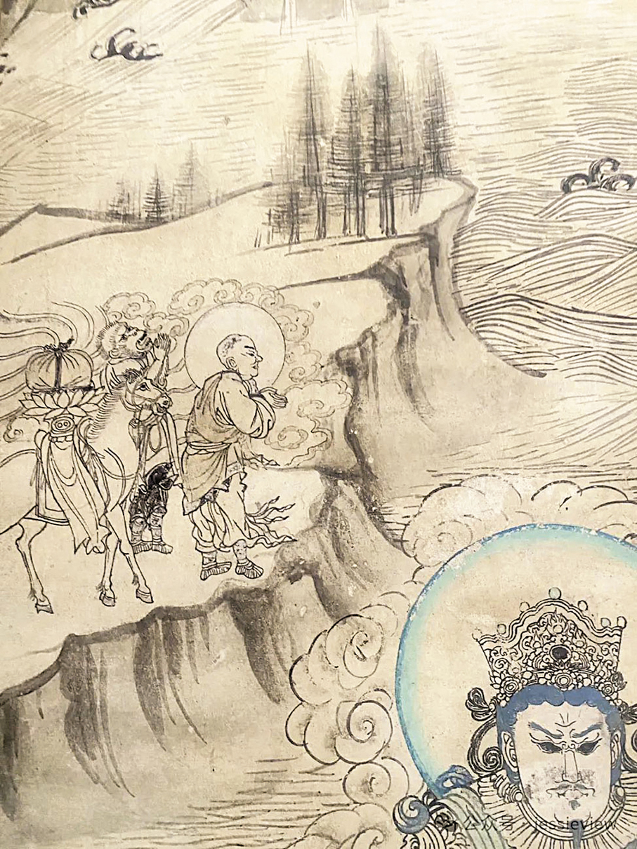 ●中國最早的孫悟空形象，據說出現在敦煌研究院管理的榆林窟裏的壁畫上。 作者供圖