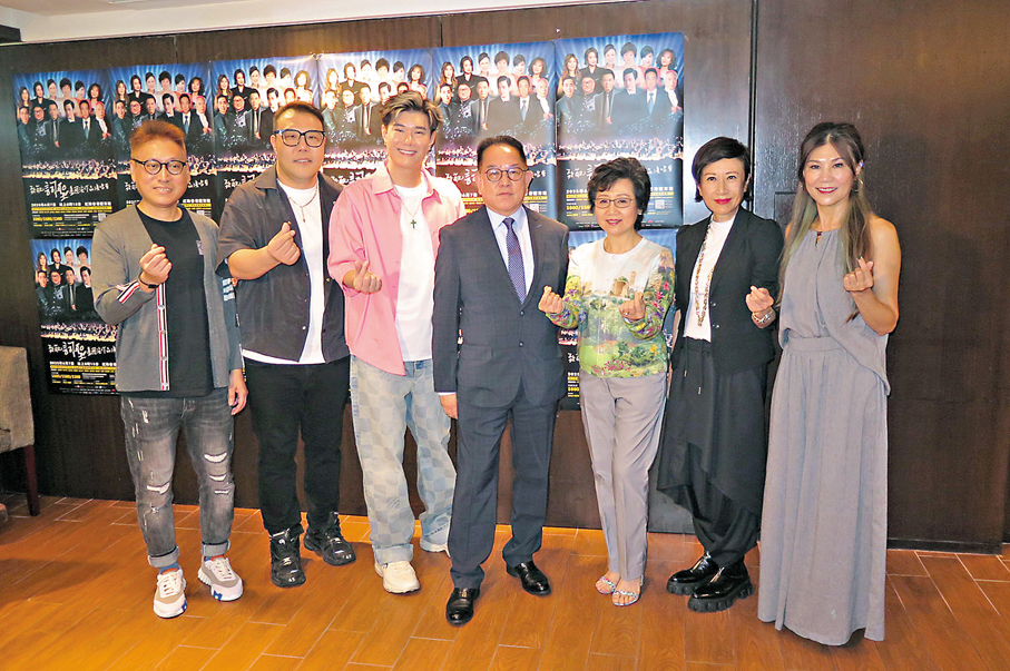 ●張德蘭、呂珊、張與辰及劉洋等昨日出席記者會。  阿祖  攝