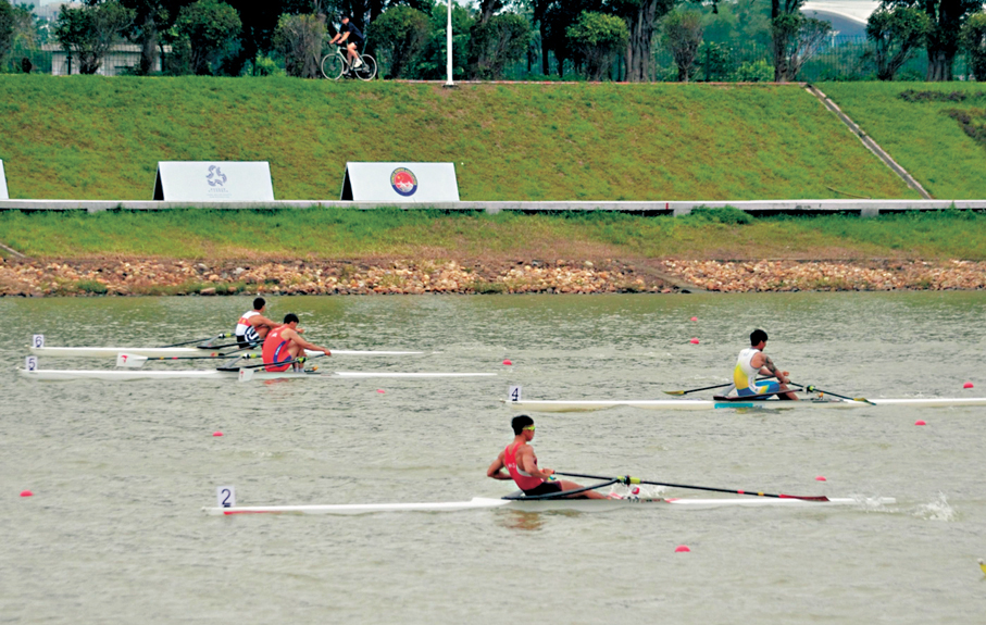 ●趙顯臻在廣東國際划船中心比賽中。香港文匯報記者敖敏輝  攝