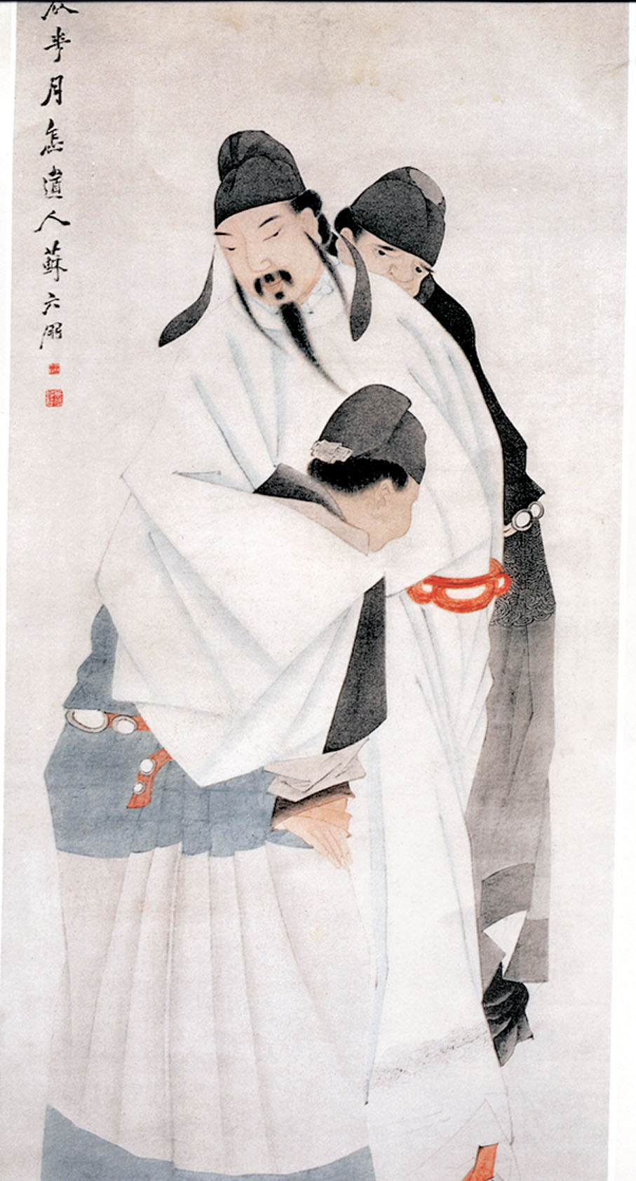 ●蘇六朋與蘇仁山以歷史畫與風俗畫著稱,被稱為嶺南畫壇「二蘇」。圖為清代蘇六朋的《太白醉酒圖》。