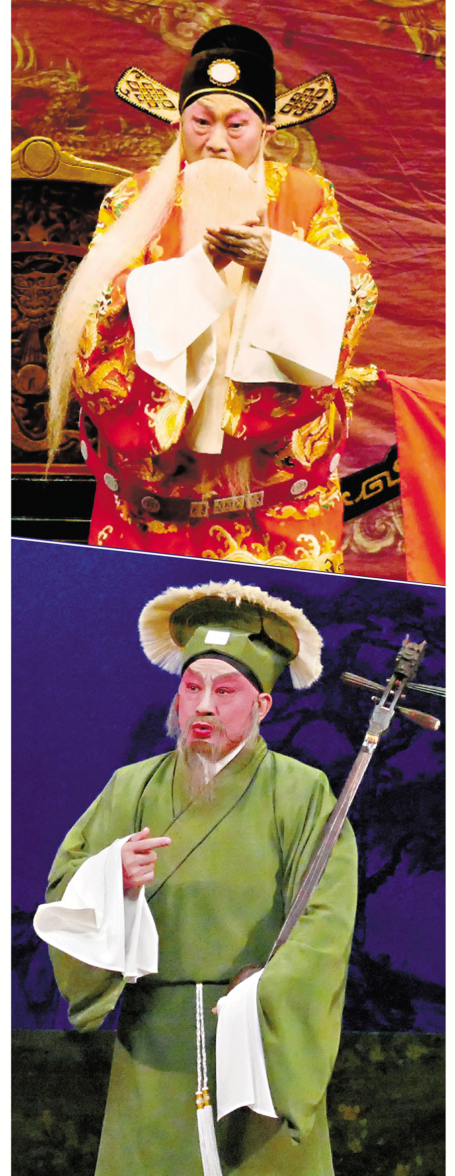 ●為日興粵劇青年團任藝術顧問及指導的廖國森（上圖)和呂洪廣。