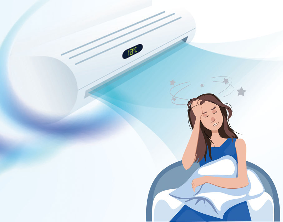 ●當你長時間身處冷氣房，出現頭痛或許是「冷氣病」在作祟。