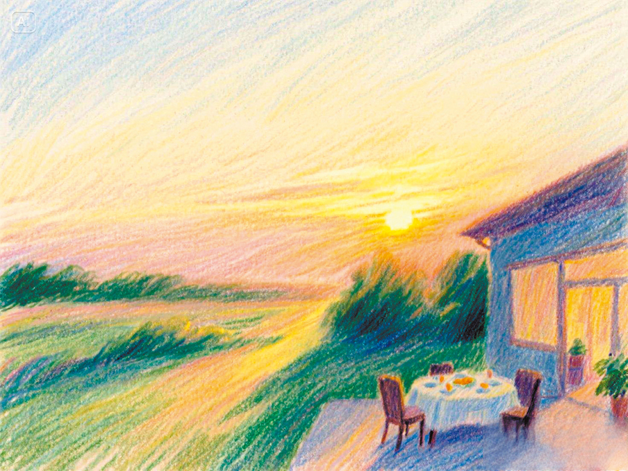 ●夕陽散發出一種寧靜而祥和的光輝。AI繪圖
