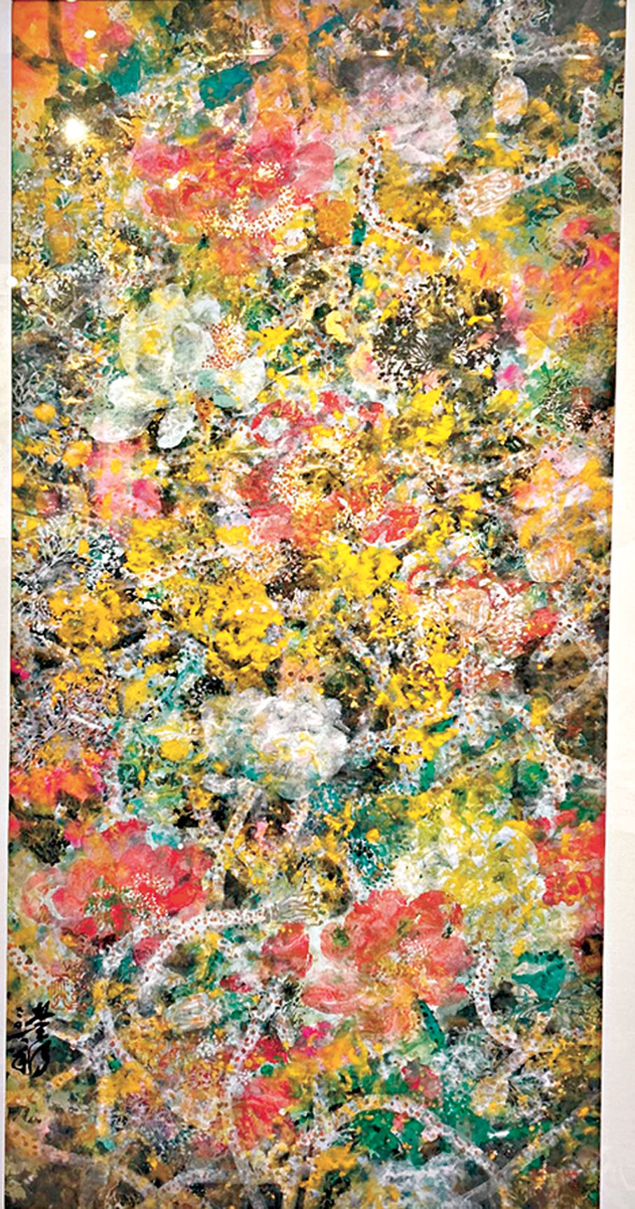 ●林天行筆下的蓮花帶有藝術家鮮明的個人特色。胡茜 攝