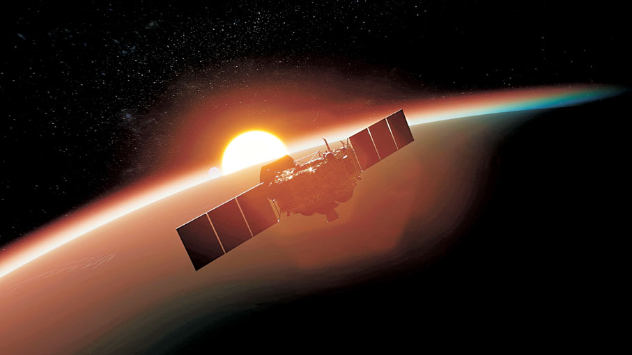 ●圖為天問一號火星環繞器模擬圖。 資料圖片