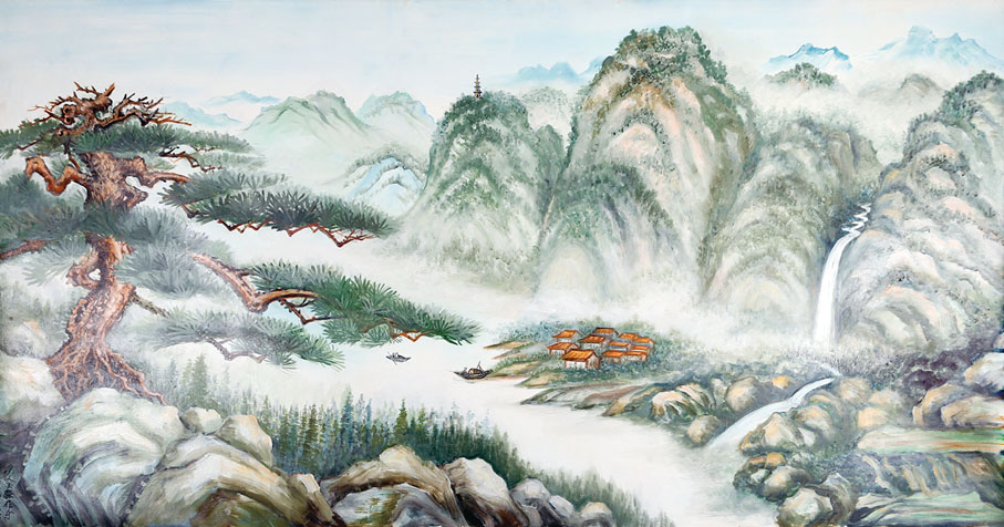 ●《長江萬里圖》布面油畫 尹金聚2016