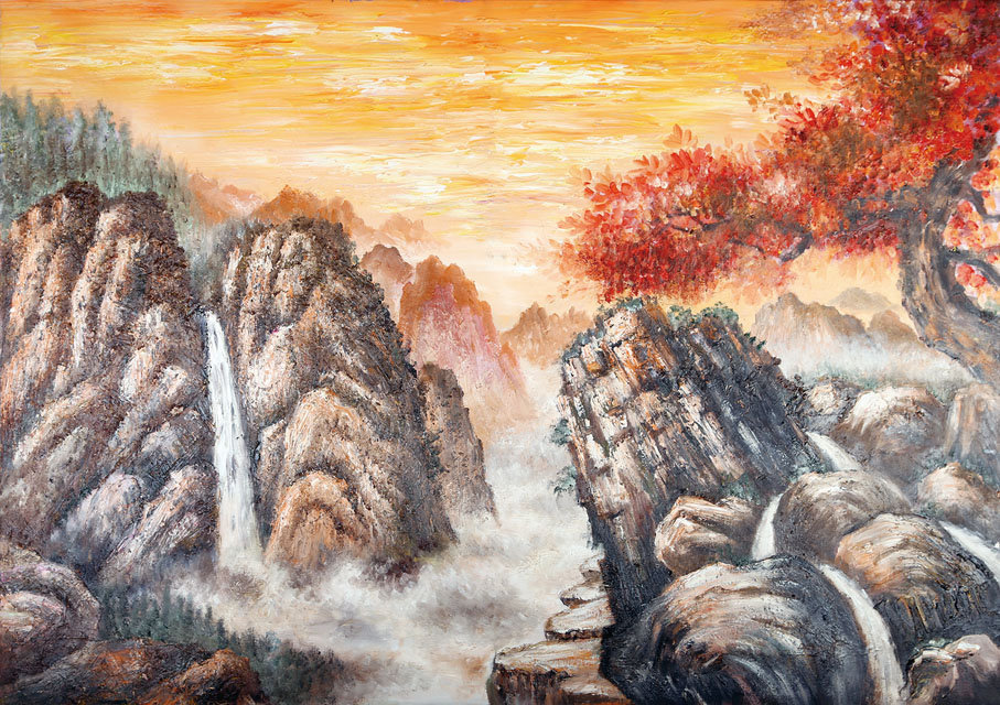 ●《秋山朝暉》布面油畫 尹金聚2016