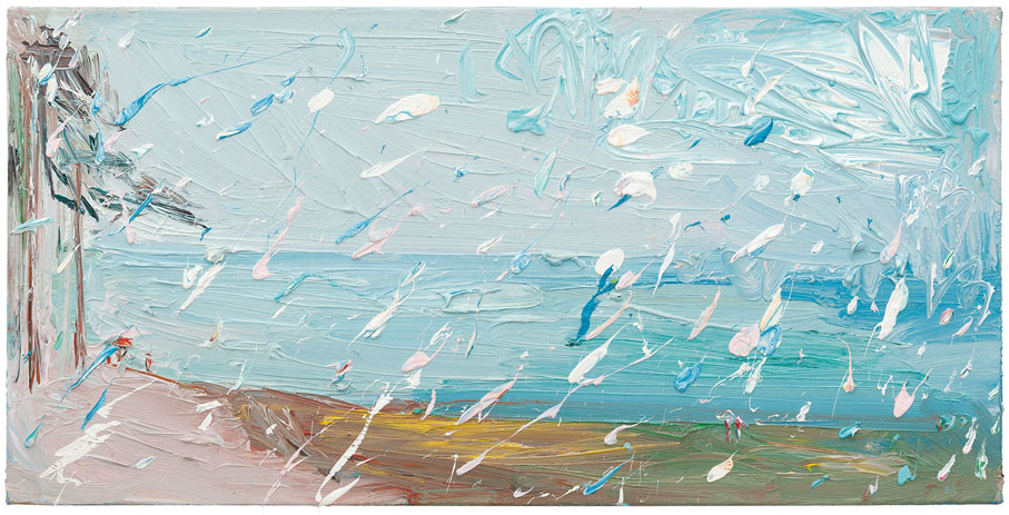 ●《雨中鴨河水庫》布面油畫 尹朝陽2025