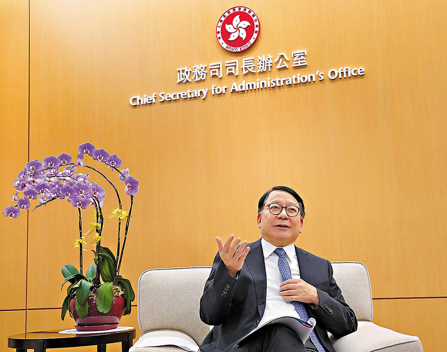 ●陳國基指出，維護好國家安全，香港才得以繼續聚焦發展經濟，改善民生，因此愛國主義教育是特區政府的工作重點。  香港文匯報記者曾興偉  攝