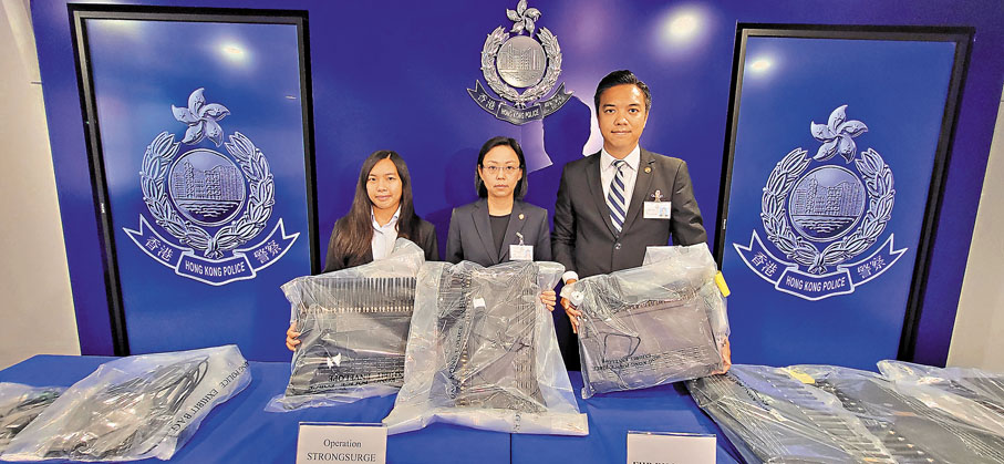 ●香港警方與新加坡警方聯手打擊跨境詐騙集團共拘8人，涉用「貓池」散發電騙短訊。香港文匯報記者鄧偉明 攝