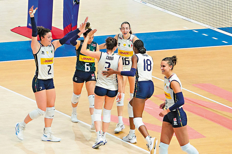 ●意大利女排以直落三盤勝出。香港文匯報記者葉詩敏  攝