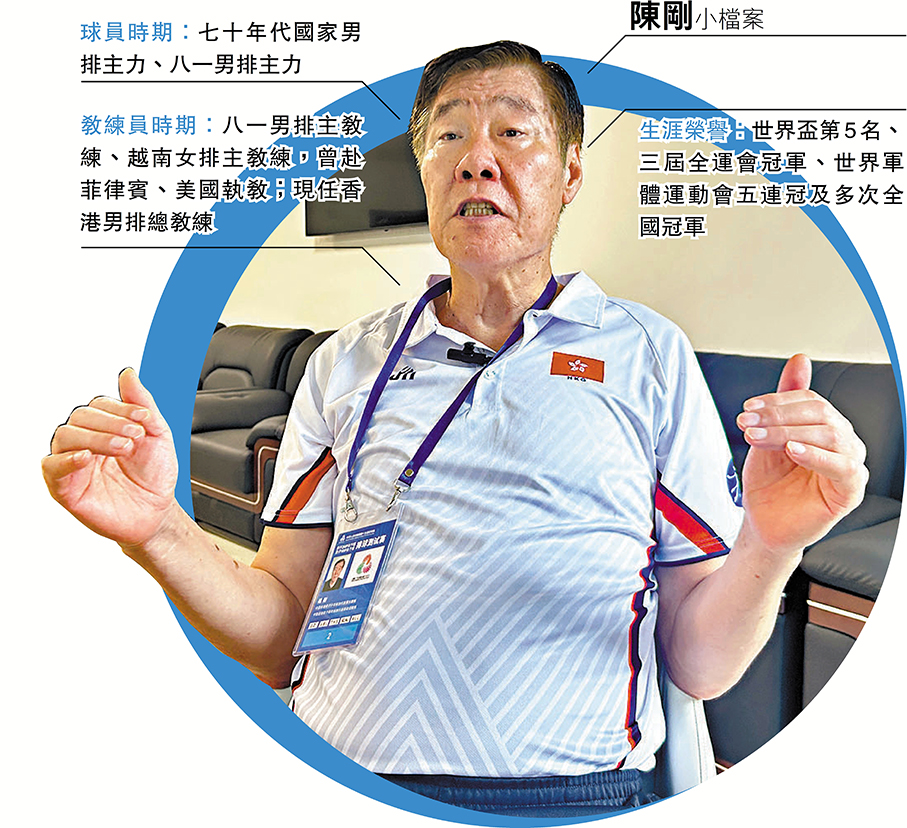 ●國家排球名宿陳剛執教香港男排，全運會目標躋身前八。